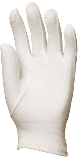 Gant coton blanc cousu coupe fourchette avec ourlet